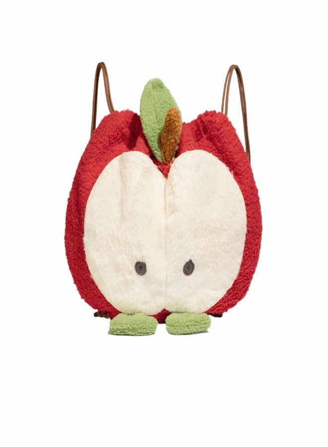 Winatehr plush apple furry backpack for girls, stuffed cartoon kawaii novelty back bags, funny cutecore anime cute senior christmas ornaments gifts, whimsy twee whimsical accessories decor - Image 1